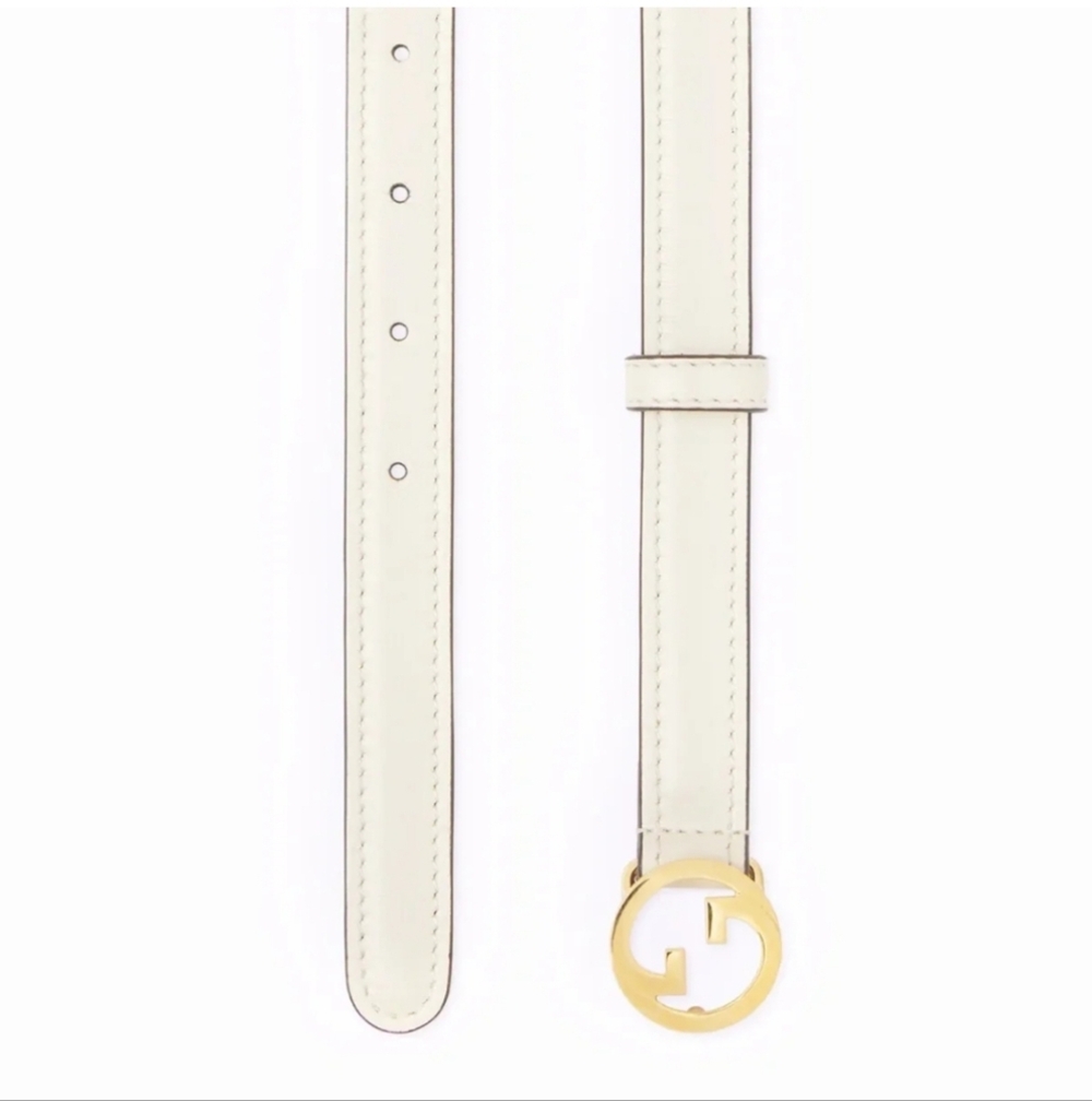 Gucci Blondie Thin White Belt Sz 115 / 46 - Picture 3 of 7